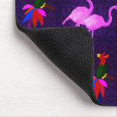 Bunte Vögel und rosa Flamingos Mousepad (Ecke)