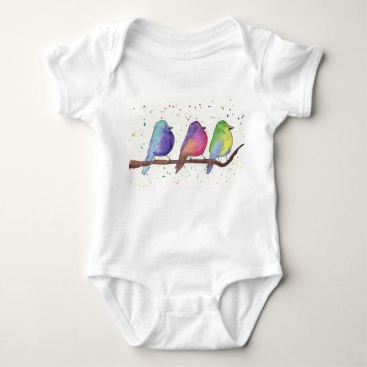 Bunte Vogelbabys Baby Strampler (Vorderseite)