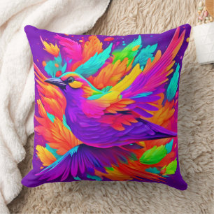 Bunte Vogelkunst Kissen