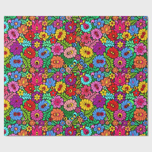 Bunte VolksblumenPackpapiergeschenkverpackung Geschenkpapier (Flach)