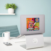 Bunte Volkskunst-Teekanne Aufkleber (Laptop auf Schreibtisch)