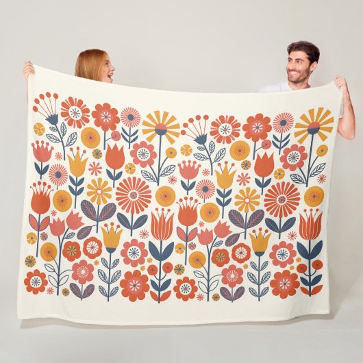 Bunte Volkskunstblumen Fleecedecke (Beispiel)