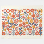 Bunte Volkskunstblumen Fleecedecke (Vorderseite (Horizontal))