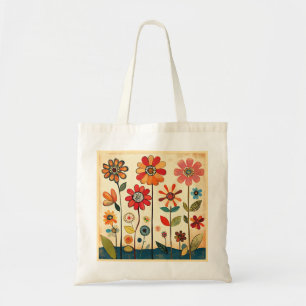 Bunte Volkskunstblumen Tragetasche