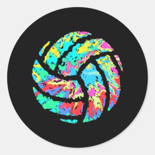 Bunte Volleyball-Gefärbte Krawatte Frauen in Girl  Runder Aufkleber