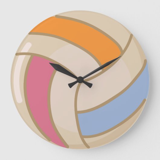 Bunte Volleyballuhr Große Wanduhr (Vorderseite)