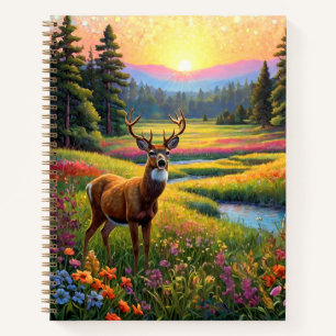 Bunte Wald Farben und Hirsch Kunst Notizblock