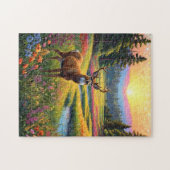 Bunte Wald Farben und Hirsch Kunst Puzzle (Horizontal)