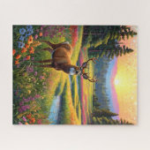 Bunte Wald Farben und Hirsch Kunst Puzzle (Horizontal)
