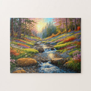 Bunte Waldblumen Kunst Puzzle