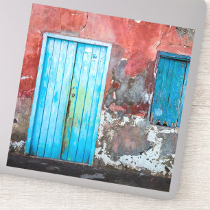 Bunte Wand, Tür und Fensterläden Aufkleber