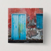 Bunte Wand, Tür und Fensterläden Button (Vorderseite)