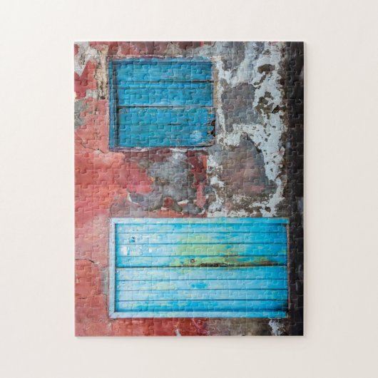 Bunte Wand, Tür und Fensterläden Puzzle (Vertikal)