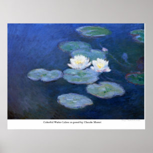 bunte Wasser-Lilien im Teich durch Claude Monet Poster