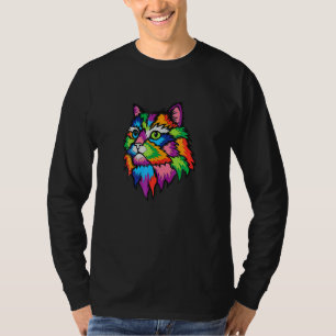 Bunte Wasserfarbe Katze Liebe Männer Frauen T-Shirt