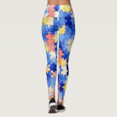 Bunte Wasserfarbe-Puzzleteil-Musterleggings Leggings (Rückseite)