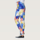 Bunte Wasserfarbe-Puzzleteil-Musterleggings Leggings (Links)