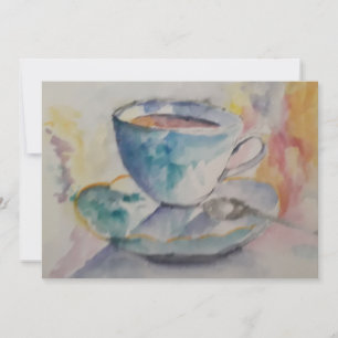 Bunte Wasserfarbe-Tasse mit Untertasse Einladung