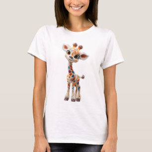Bunte Wasserfarben-Fantasie-Giraffen-Porträt Fraue T-Shirt