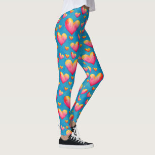 Bunte Wasserfarben-Herzen-Leggings Leggings
