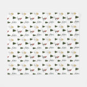 Bunte Wasserfarben-Weihnachtsmuster mit Skifahrend Fleecedecke (Vorderseite (Horizontal))