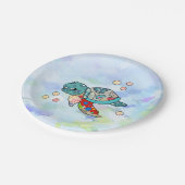 bunte Wasserschildkröte Pappteller (Schrägansicht)