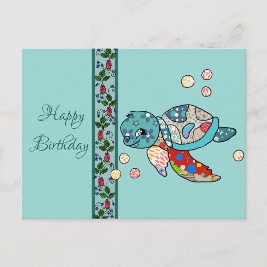 bunte Wasserschildkröte Postkarte (Vorderseite)