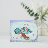bunte Wasserschildkröte Postkarte (Stehend Vorderseite)