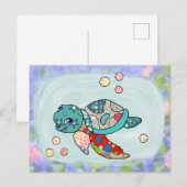 bunte Wasserschildkröte Postkarte (Vorne/Hinten)