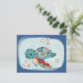 bunte Wasserschildkröte Postkarte (Stehend Vorderseite)