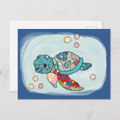 bunte Wasserschildkröte Postkarte (Vorne/Hinten)
