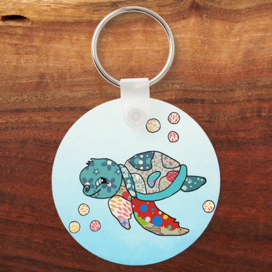 bunte Wasserschildkröte Schlüsselanhänger (Vorderseite)