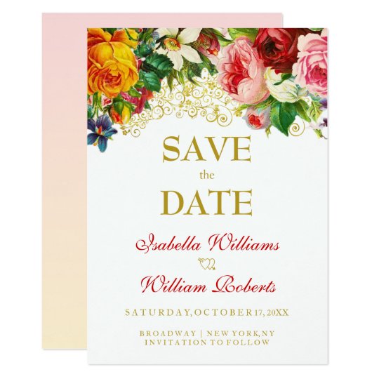 Bunte Watercolor-Blumen, die Save the Date Wedding Karte