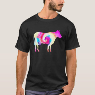 Bunte Watercolor Tie Dye Kuh Für Frauen Rindvieh F T-Shirt