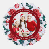 Bunte Weihnachten Botanisches Foto-Rot Ornament Karte (Vorderseite)