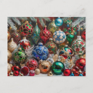 Bunte Weihnachtliche Festliche Christbaum-Ornament Feiertagspostkarte