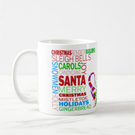 Bunte Weihnachts-Cartoon-Wortkunst Kaffeetasse