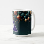 Bunte Weihnachtsbällchen und Sterne Kaffeetasse (VorderseiteRechts)