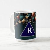 Bunte Weihnachtsbällchen und Sterne Kaffeetasse (Vorderseite Links)