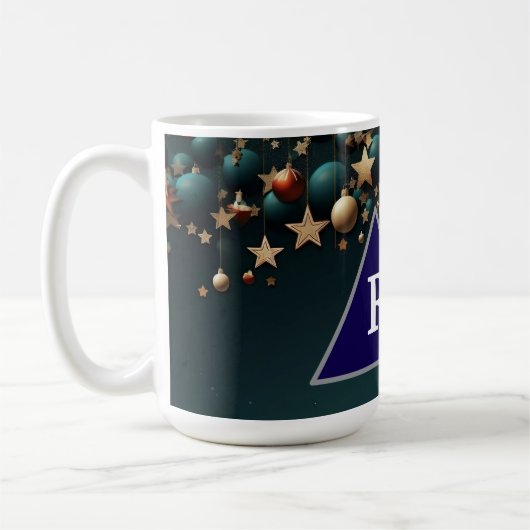 Bunte Weihnachtsbällchen und Sterne Kaffeetasse (Links)