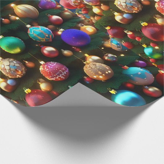 Bunte Weihnachtsbälle Geschenkpapier (Ecke)