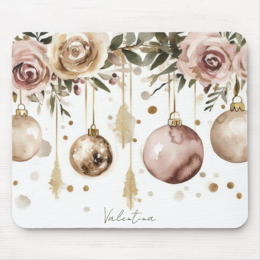 Bunte Weihnachtsbaumchen mit Blume Mousepad (Vorne)