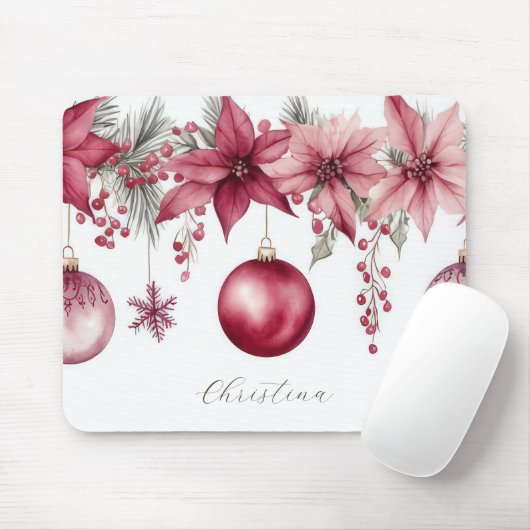 Bunte Weihnachtsbaumchen mit Blume Mousepad (Mit Mouse)