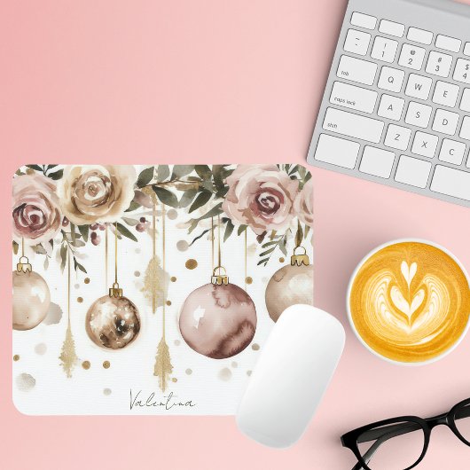 Bunte Weihnachtsbaumchen mit Blume Mousepad