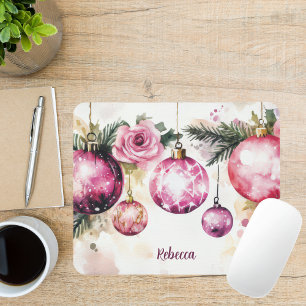 Bunte Weihnachtsbaumchen mit Blume Mousepad