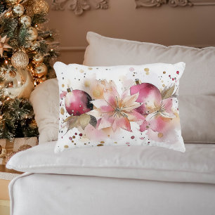 bunte Weihnachtsbaumchen mit Poinsettia Dekokissen