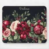 Bunte Weihnachtsbaumchen mit Poinsettia Mousepad (Vorne)