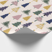 Bunte Weihnachtsbäume. festlich Geschenkpapier (Ecke)