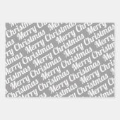 Bunte Weihnachtsbäume, "Frohe Weihnachten", Schnee Geschenkpapier Set (Vorderseite 3)