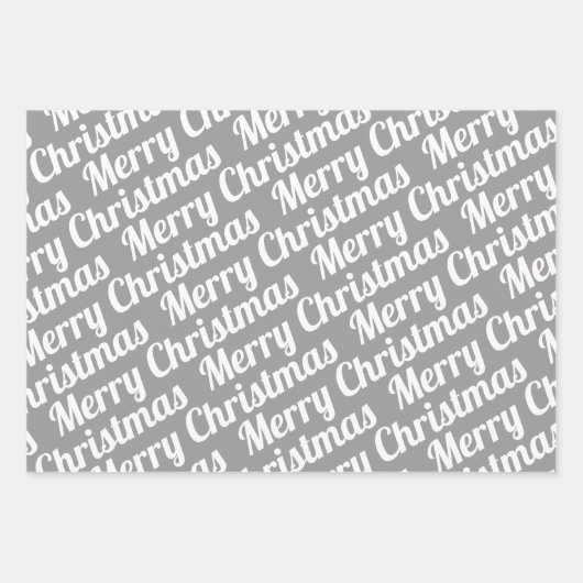 Bunte Weihnachtsbäume, "Frohe Weihnachten", Schnee Geschenkpapier Set (Vorderseite 3)